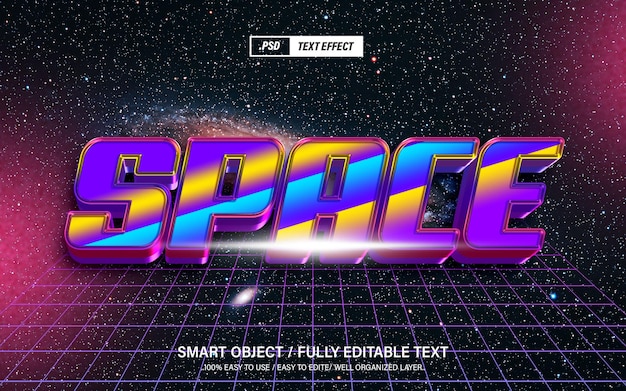Space 3D editable text effect style