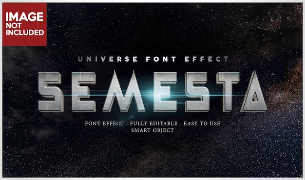 Space 3d metal iron font effect