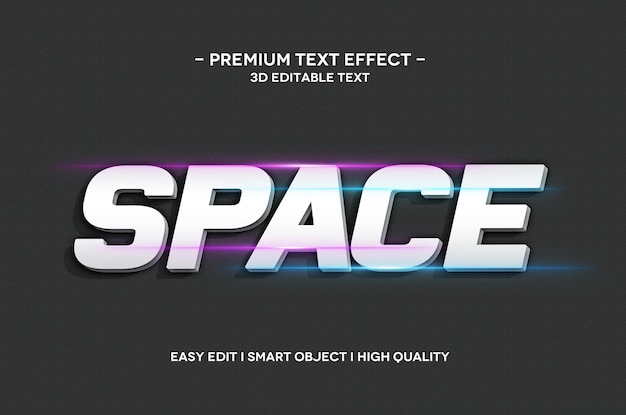 PSD modello di effetto testo spazio 3d