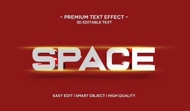 Space 3d text style effect template with flare