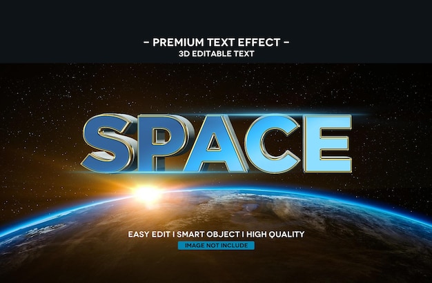 PSD Космический 3d текстовый стиль эффект текстовый шаблон
