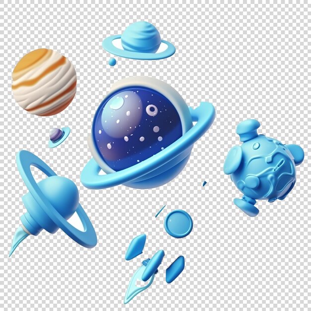 PSD space 3d vector icon astronaut planet satellite