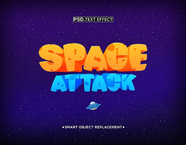 PSD effetto di testo di gioco space attack 3d