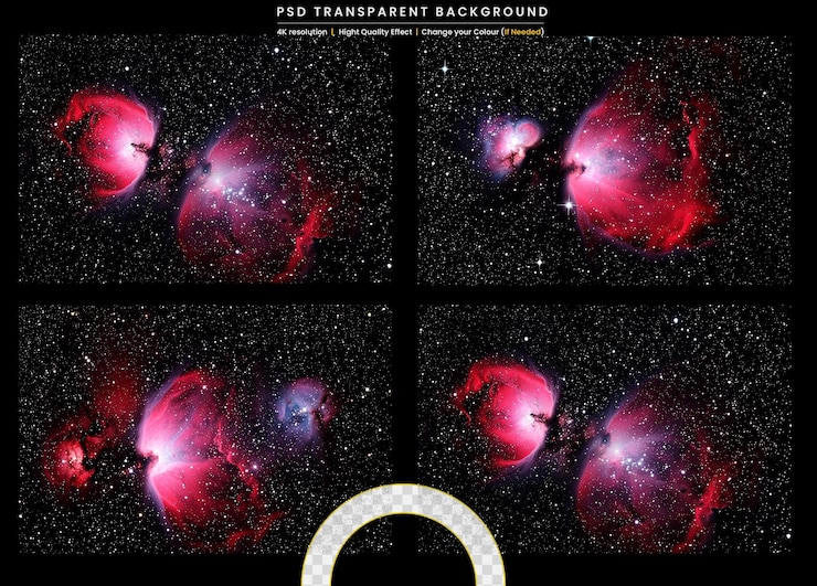 PSD space background realistic starry night cosmos on transparent background
