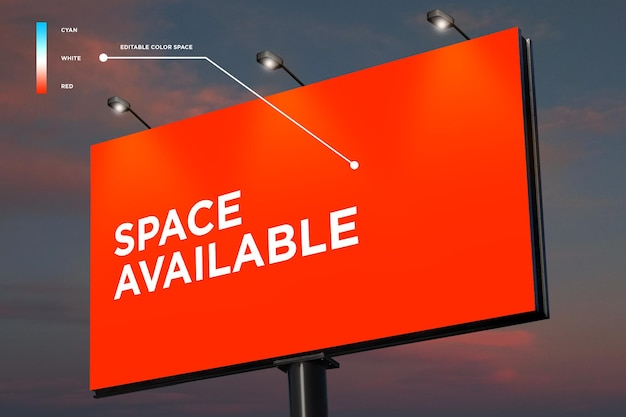 Space billboard mockup display outdoor editable color