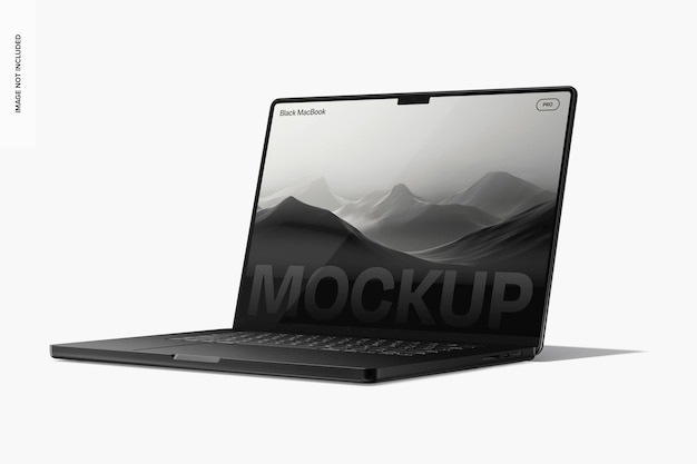 Mockup di space black macbook pro vista laterale