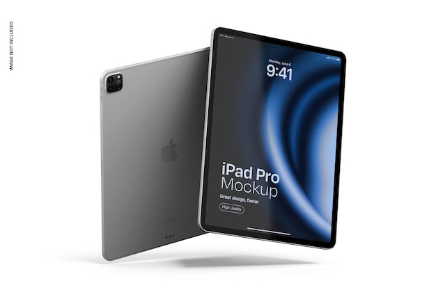 Космический серый макет iPad Pro Falling 02
