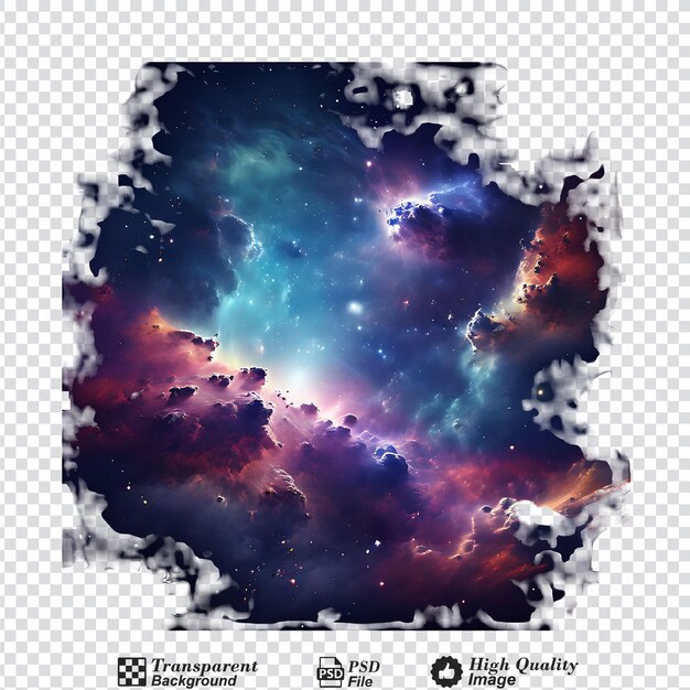 PSD nebulosa spaziale isolata su uno sfondo trasparente