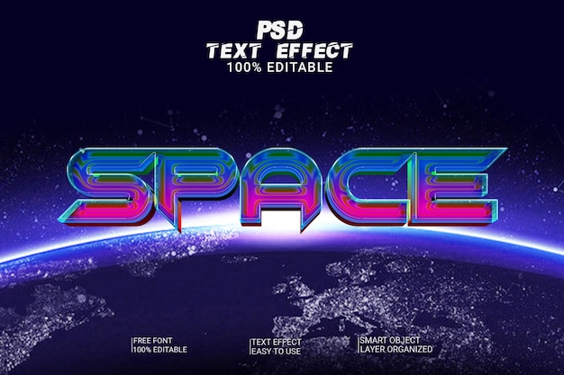 PSD space psd editable text style 3d effect