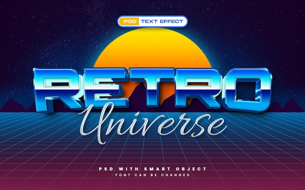 PSD space retro 3d style text effect