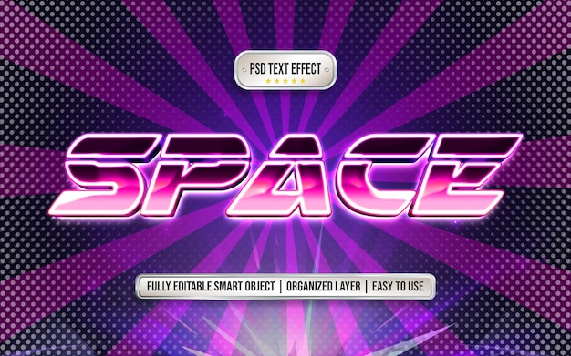 Space retro 3d text style effect