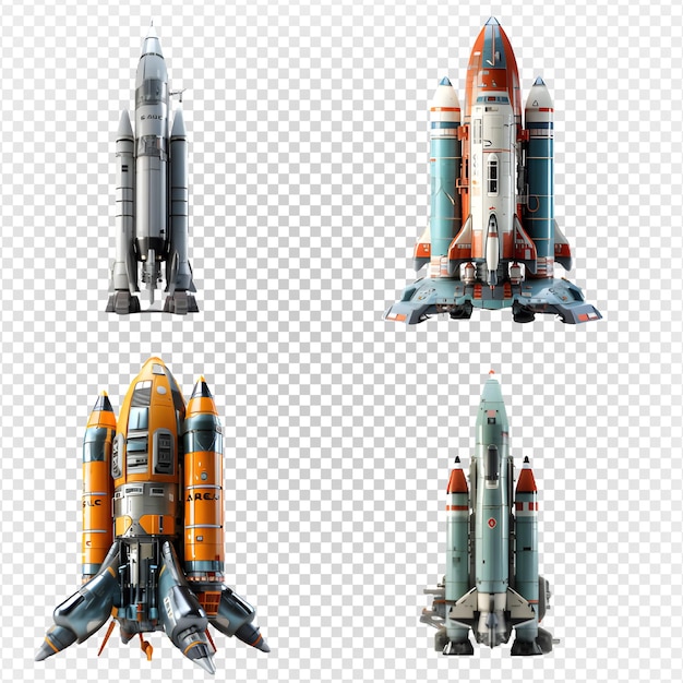 PSD space rocket isolated on transparent background generative ai