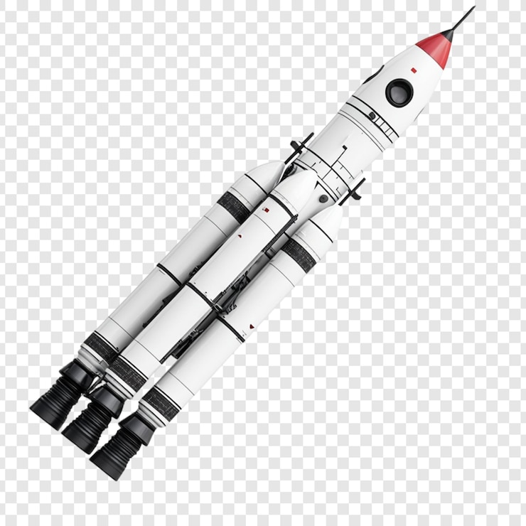 PSD space rocket launch vehicle design white red black engines