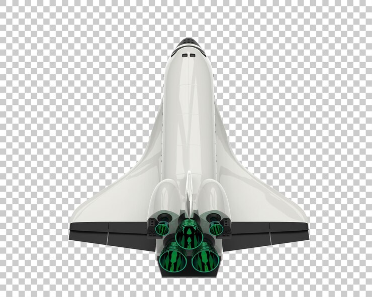 PSD space ship on transparent background 3d rendering illustration