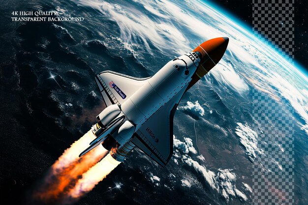 Space shuttle flight in spacerocket launch explore the cosmos on a transparent background