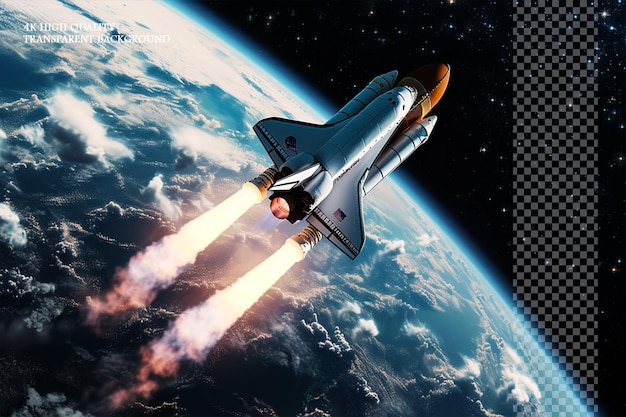 Space shuttle flight in spacerocket launch explore the cosmos on a transparent background