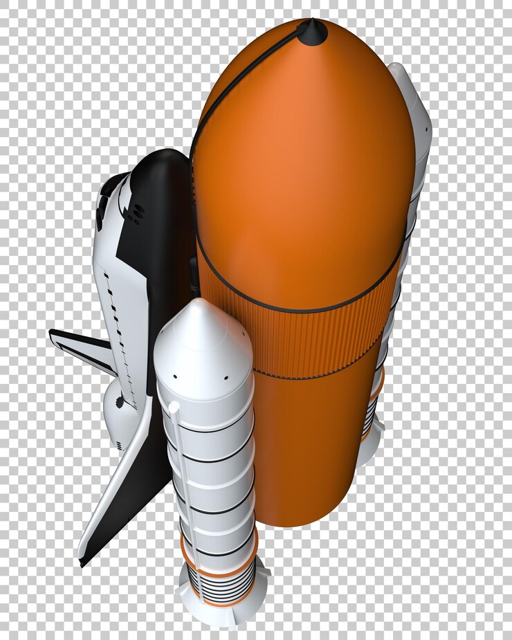 PSD space shuttle on transparent background 3d rendering illustration