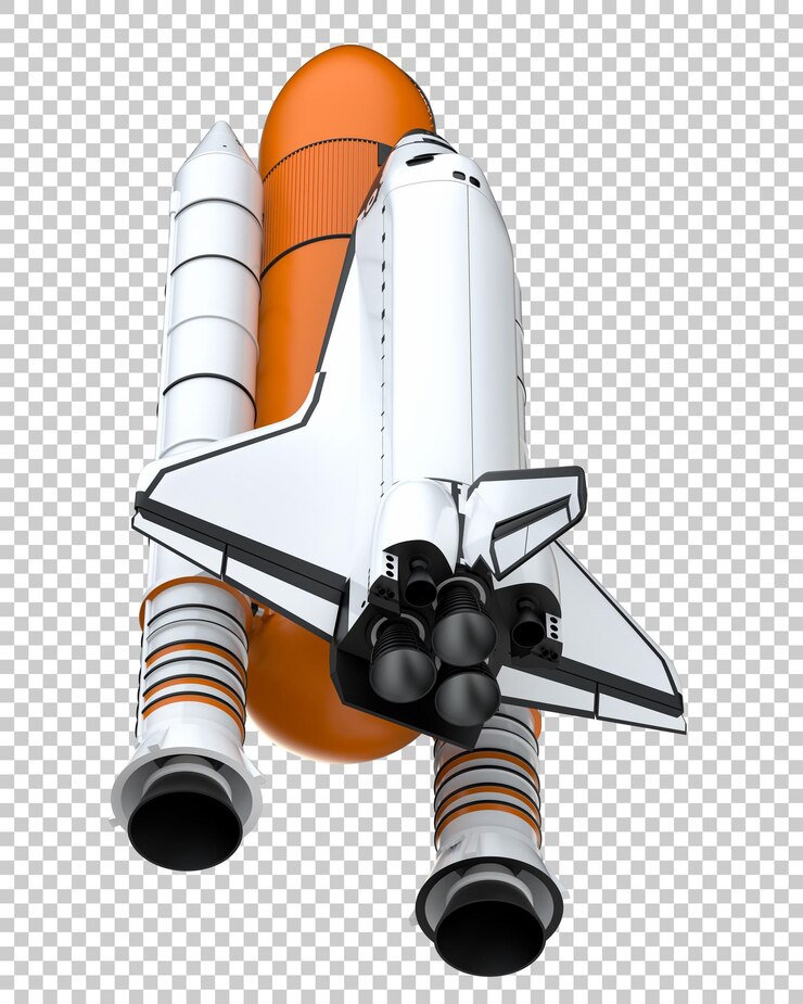 PSD space shuttle on transparent background 3d rendering illustration