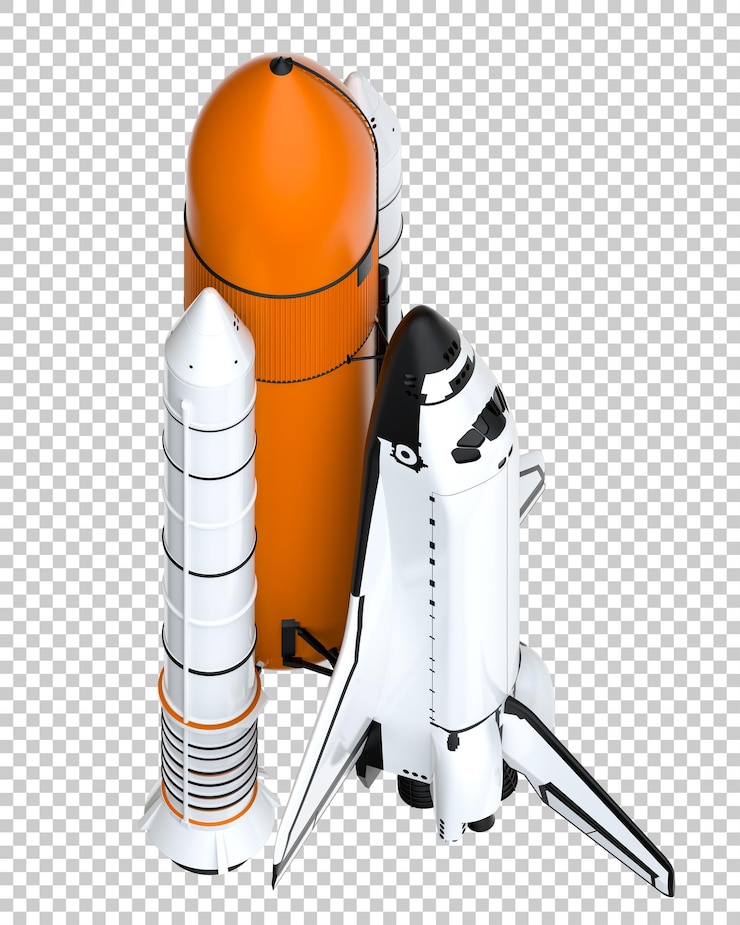 PSD space shuttle on transparent background 3d rendering illustration