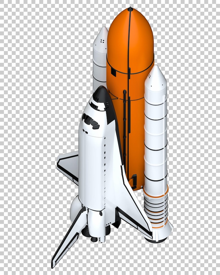 PSD space shuttle on transparent background 3d rendering illustration