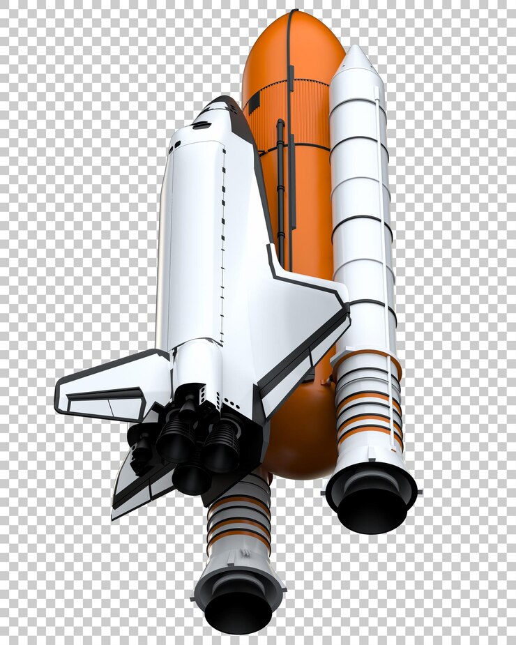 PSD space shuttle on transparent background 3d rendering illustration