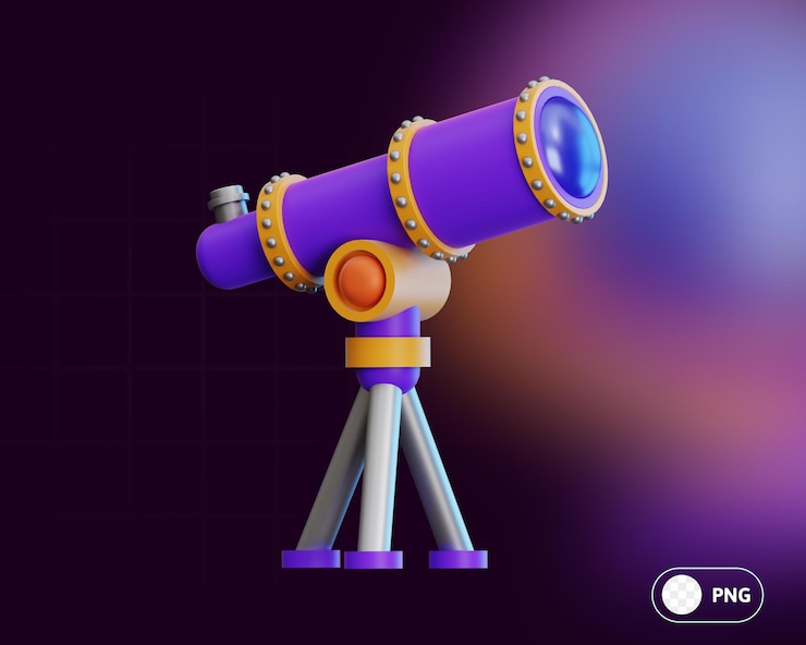 PSD space telescope 3d render illustration for infographic