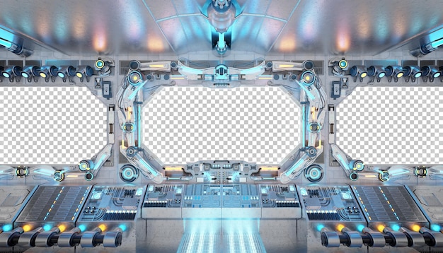 Spaceship cockpit with isolated window mockup