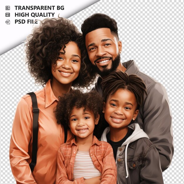 PSD spacious black family ultra realistic style white backgro