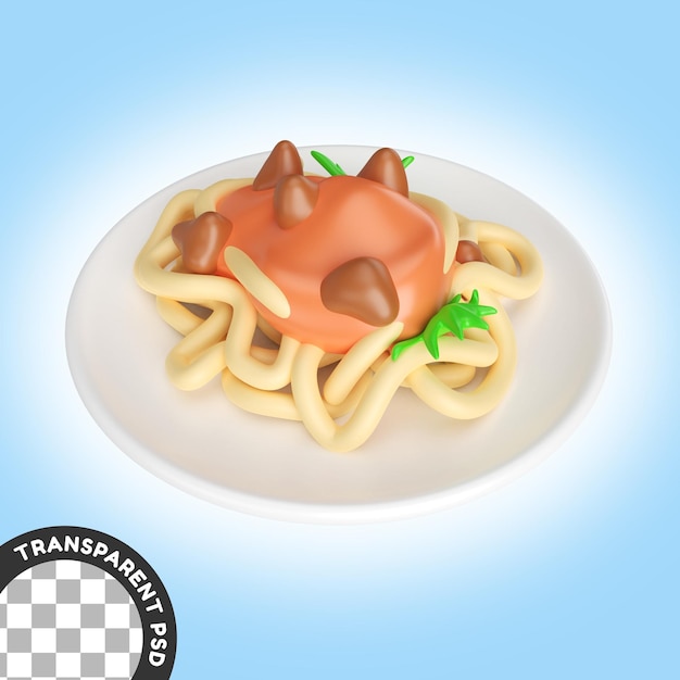 PSD icona dell'illustrazione 3d della pasta degli spaghetti