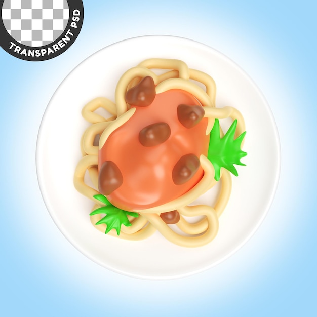 PSD icona dell'illustrazione 3d della pasta degli spaghetti