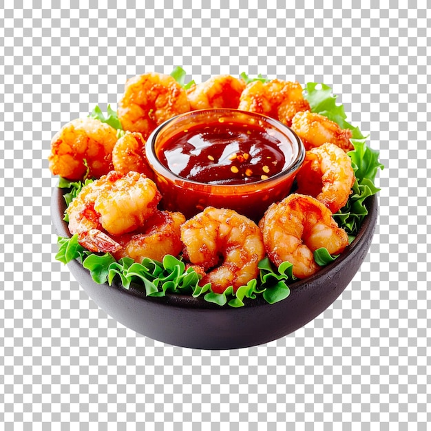 Spaghetti with meatballs and tomato sauce in bowl closeup shot isolated on a transparent background