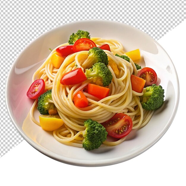 PSD Спагетти с овощами брокколито мато на прозрачном фоне