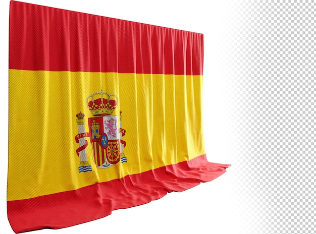 Spain flag curtain in 3d rendering called flag of spain