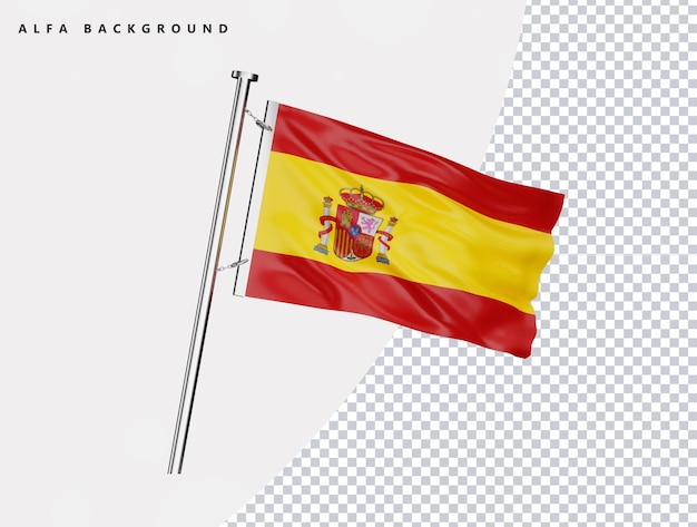 Spain high quality flag in realistic 3d render