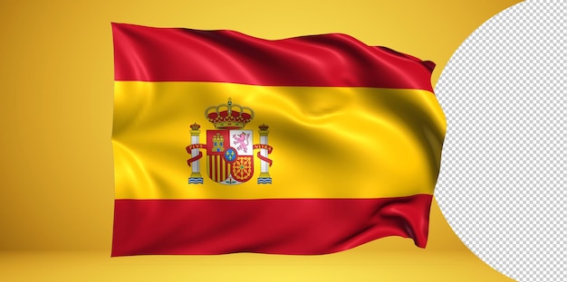 PSD spain waving flag realistic isolated on transparent png