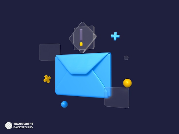 Illustrazione di rendering 3d dell'icona e-mail di spam