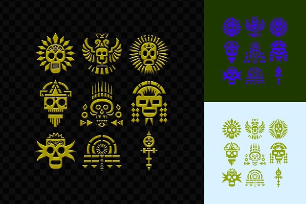 PSD the spanish conquest of mexico with a flat design design fea icon logo simple traditional art cnc