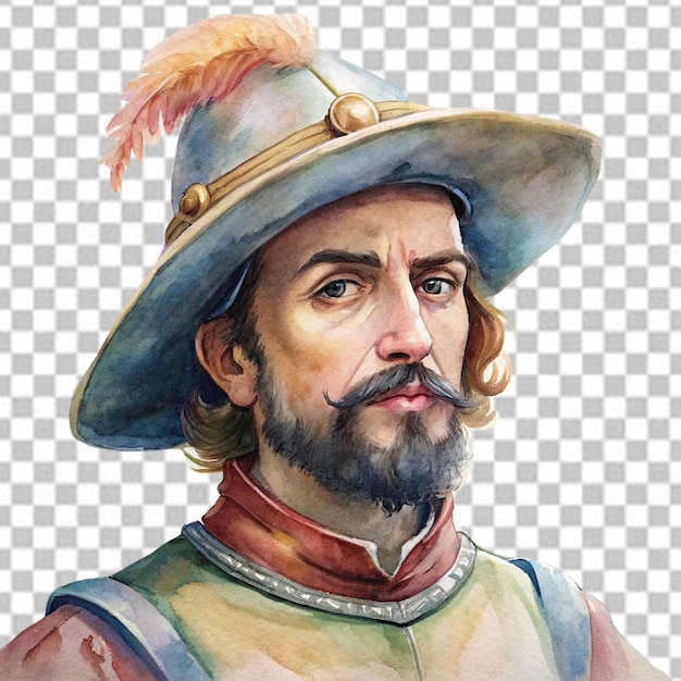 PSD spanish conquistador on white background