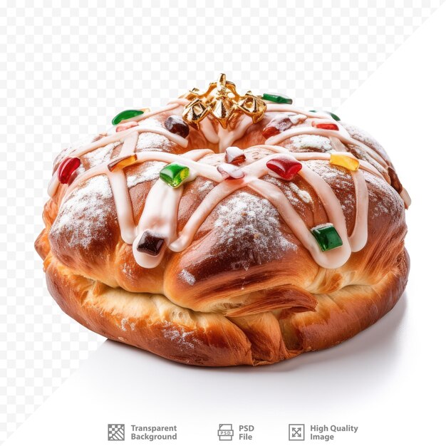 PSD spanish epiphany cake known as roscon de reyes on transparent background