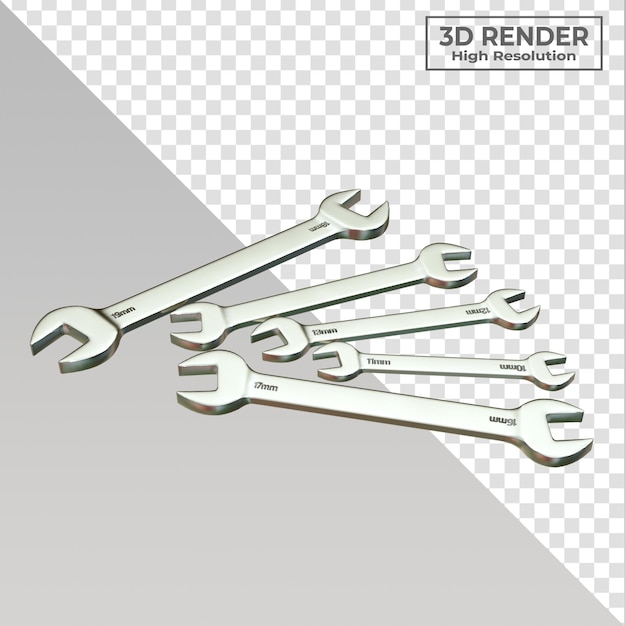 spanner set isolated 3d render