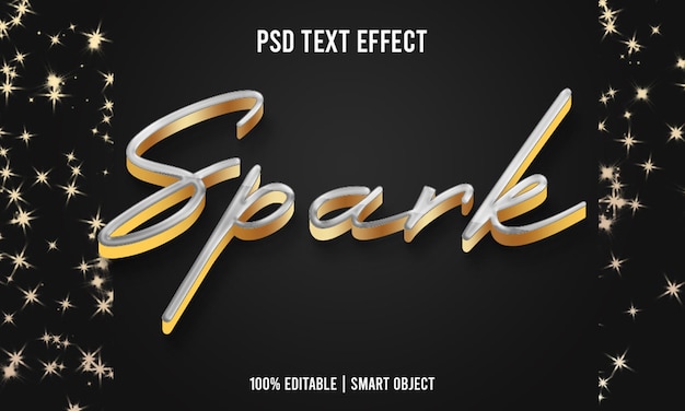 PSD spark 3d editable text effect premium psd with background