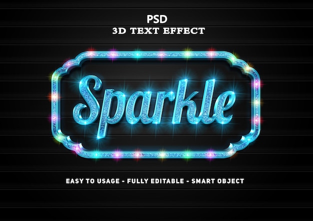 PSD sparkle 3d blue text style effect