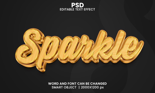 Sparkle 3d редактируемый текстовый эффект в стиле фотошоп с фоном