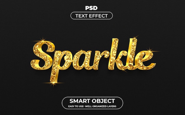 PSD sparkle 3d stile effetto testo modificabile modello psd premium con sfondo