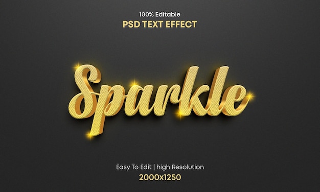 Sparkle 3d text effect design