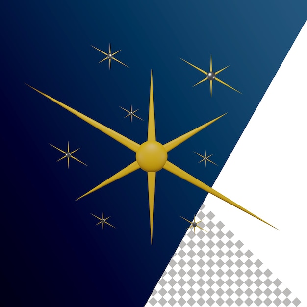 PSD sparkle star 3d icons