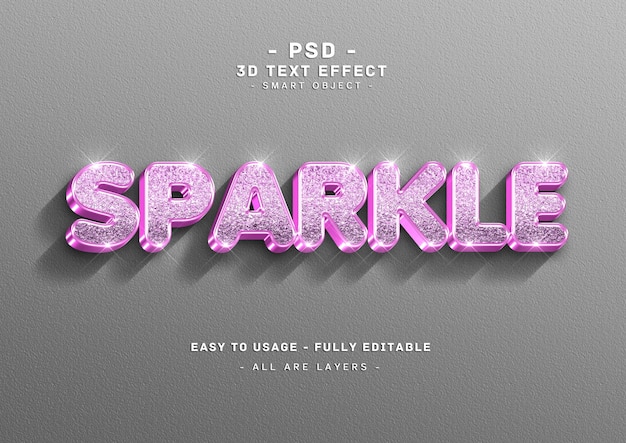 Sparkle teksteffect 3d paarse juiste stijl