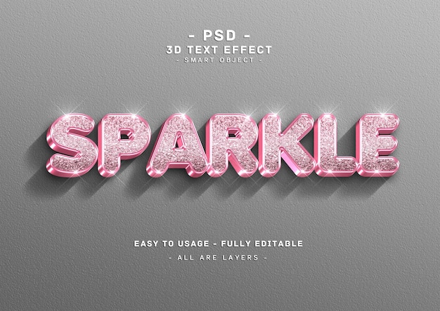 Sparkle teksteffect 3d roze juiste stijl