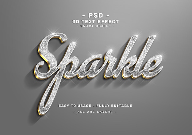 Sparkle teksteffect 3d zilver juiste stijl