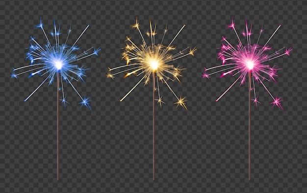 PSD sparkler set isolated on transparent background